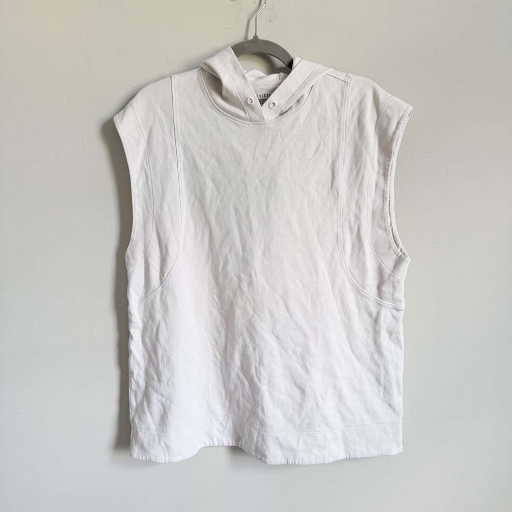 Athleta Sundown Sleeveless Hoodie Cream White Activewear Vest Medium